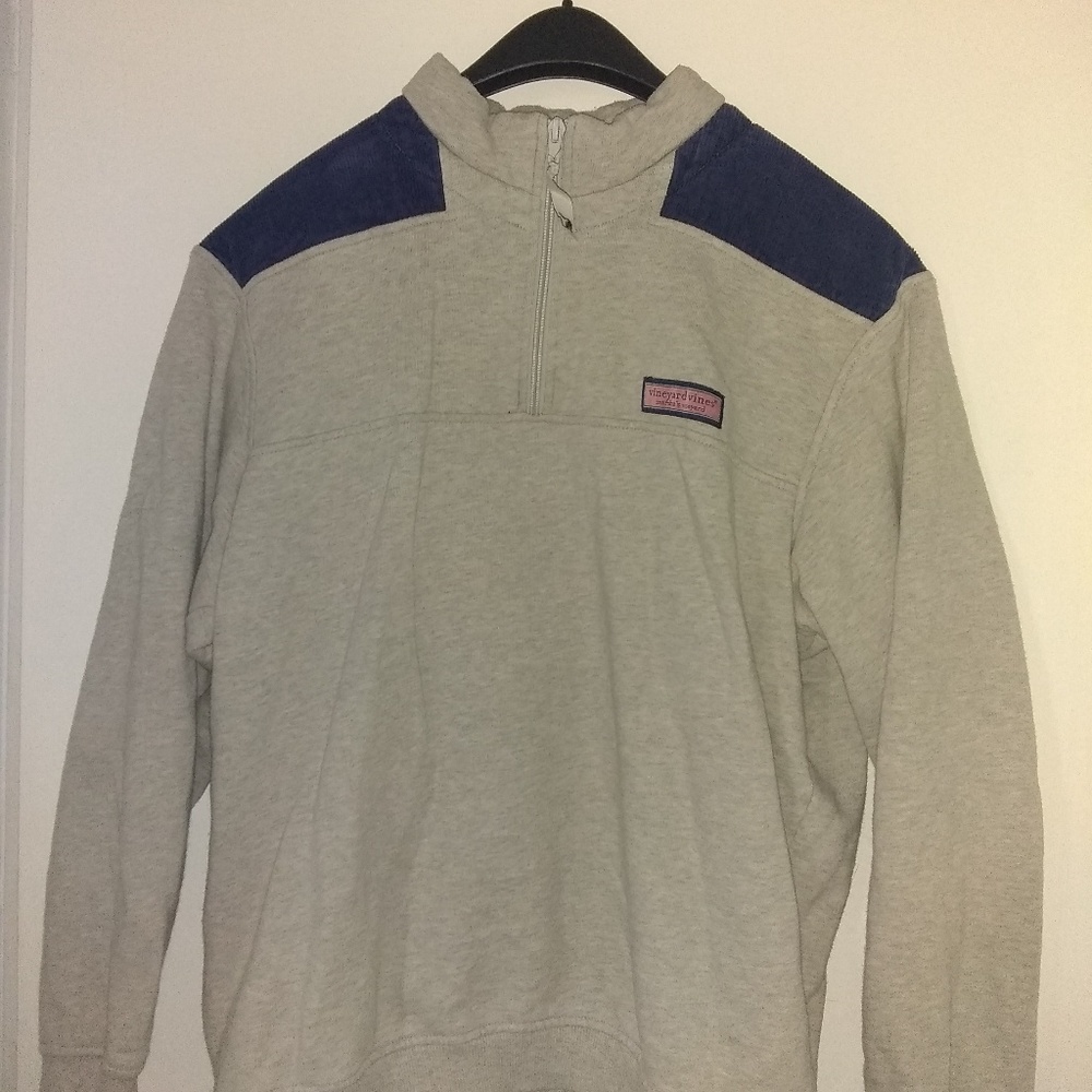 Vineyard Vines Shep gray & navy corduroy pullover